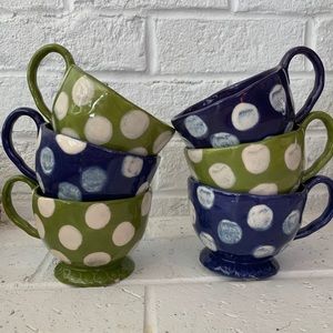 Blue and Green Polka Dot Mugs